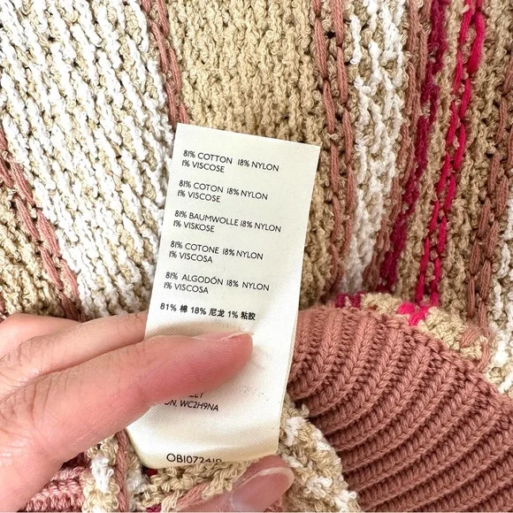 Free People Boho Show Me Love Chunky Knit Cropped Dolman Sleeve Striped Sweater - Picture 13 of 14